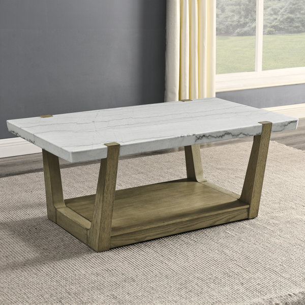 Mercer41 Perth 50" White Marble Top Cocktail Table | Wayfair
